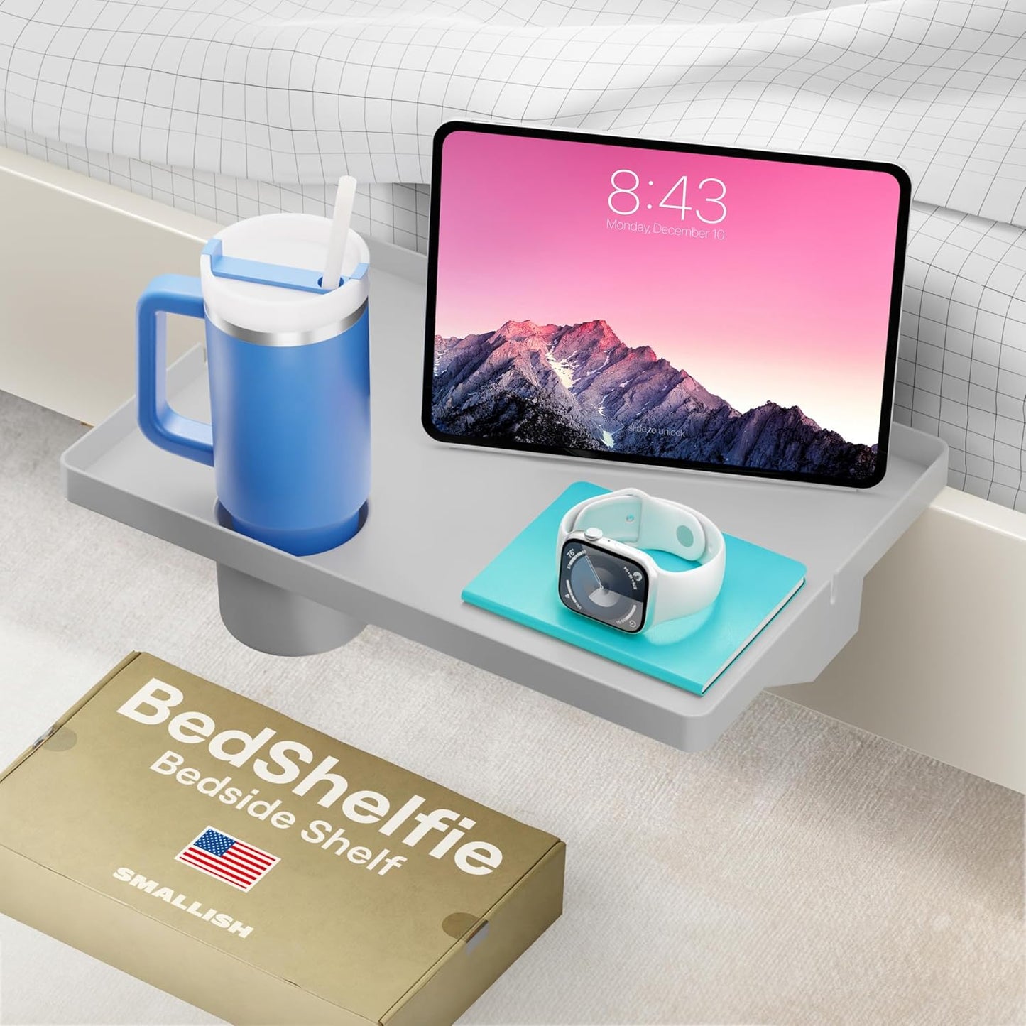 Bedside Gray Shelf for Bunk Bed & Top Bunk