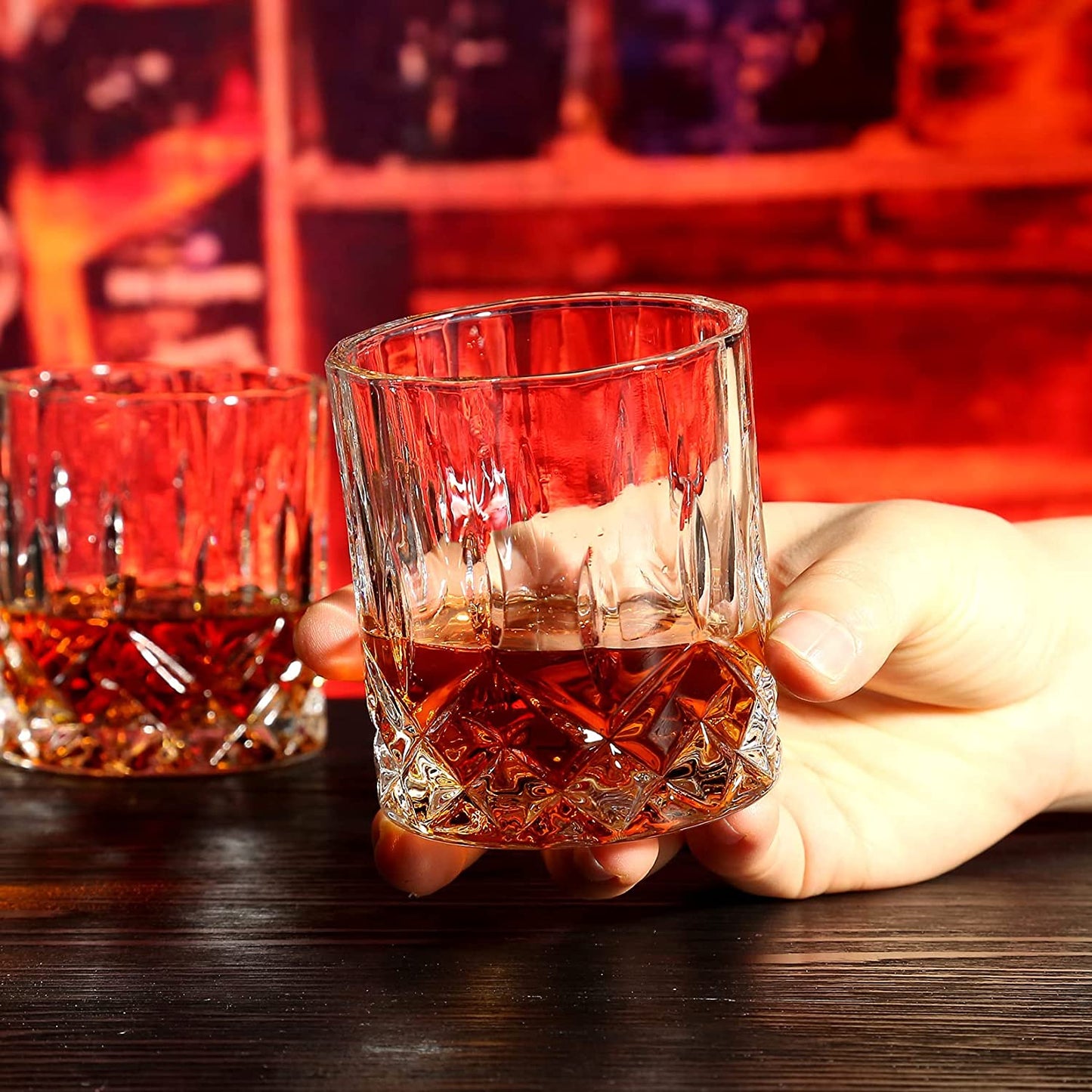Whiskey Stones Gift Set - Whiskey Glass Set of 2 - Granite Chilling Whiskey Rocks - Scotch Bourbon Box Set