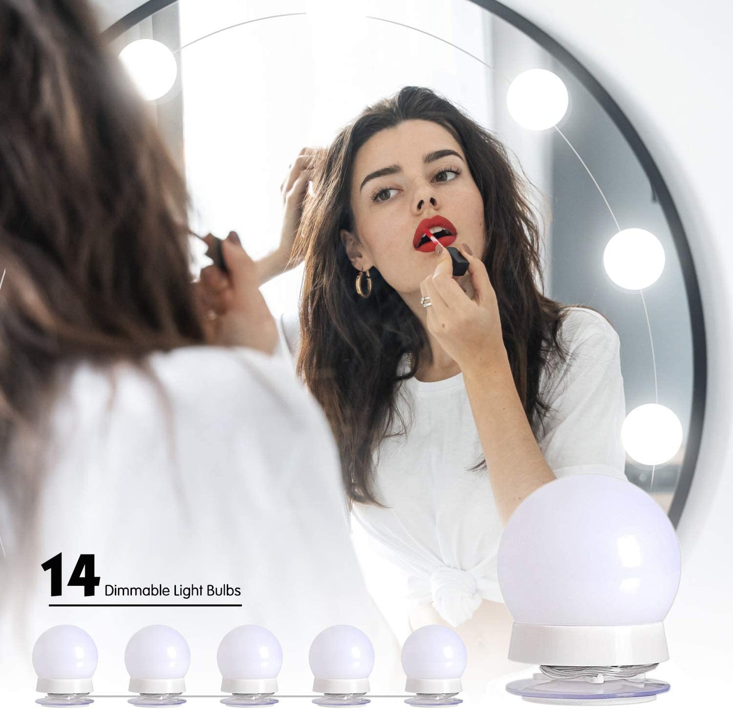 Hollywood Vanity Light Kit – 14 Dimmable Bulbs, 3 Color Modes, Plug-In Design