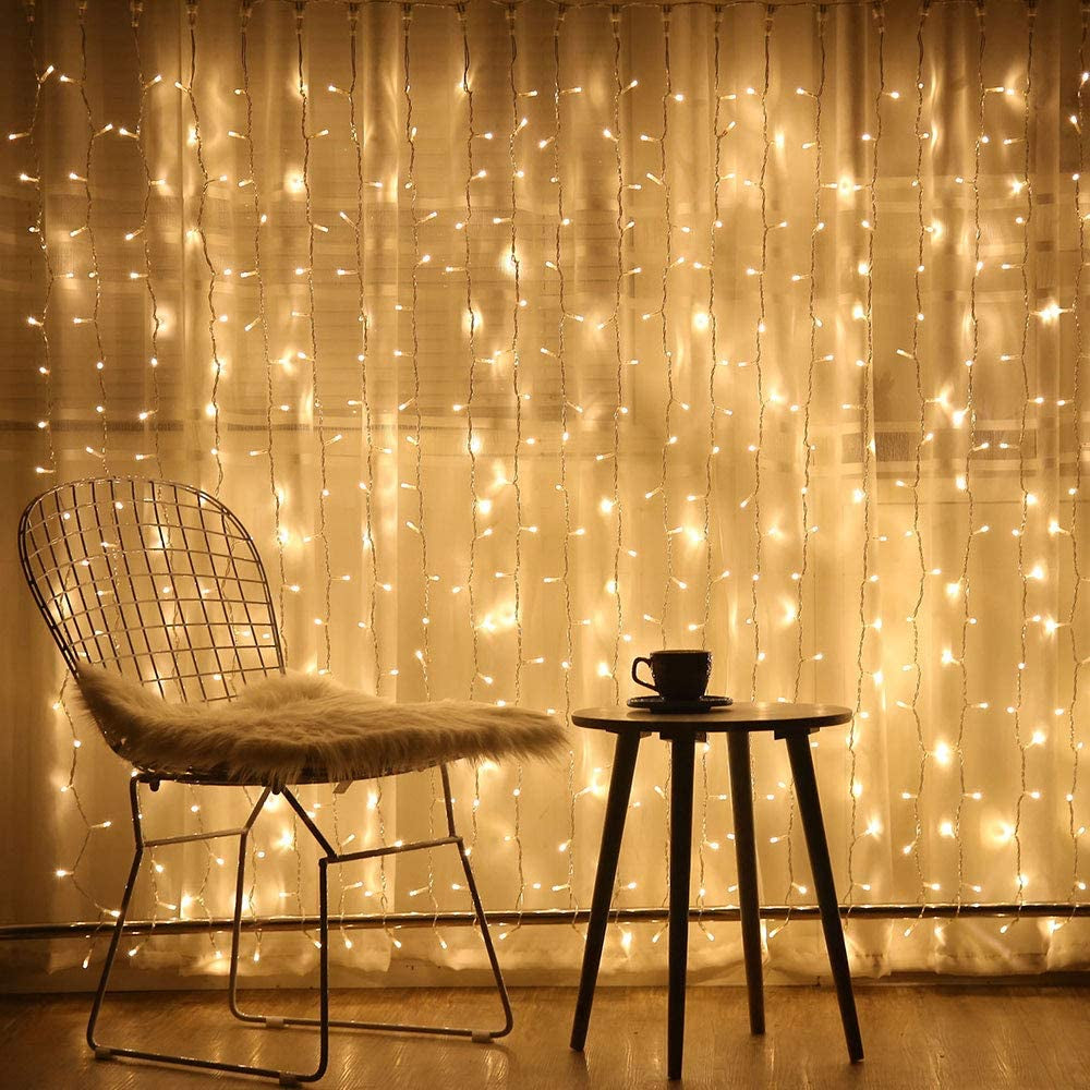 Hanging Fairy Lights with Remote, Connectable Waterproof Window Lights Outdoor Christmas Party, Warm White
