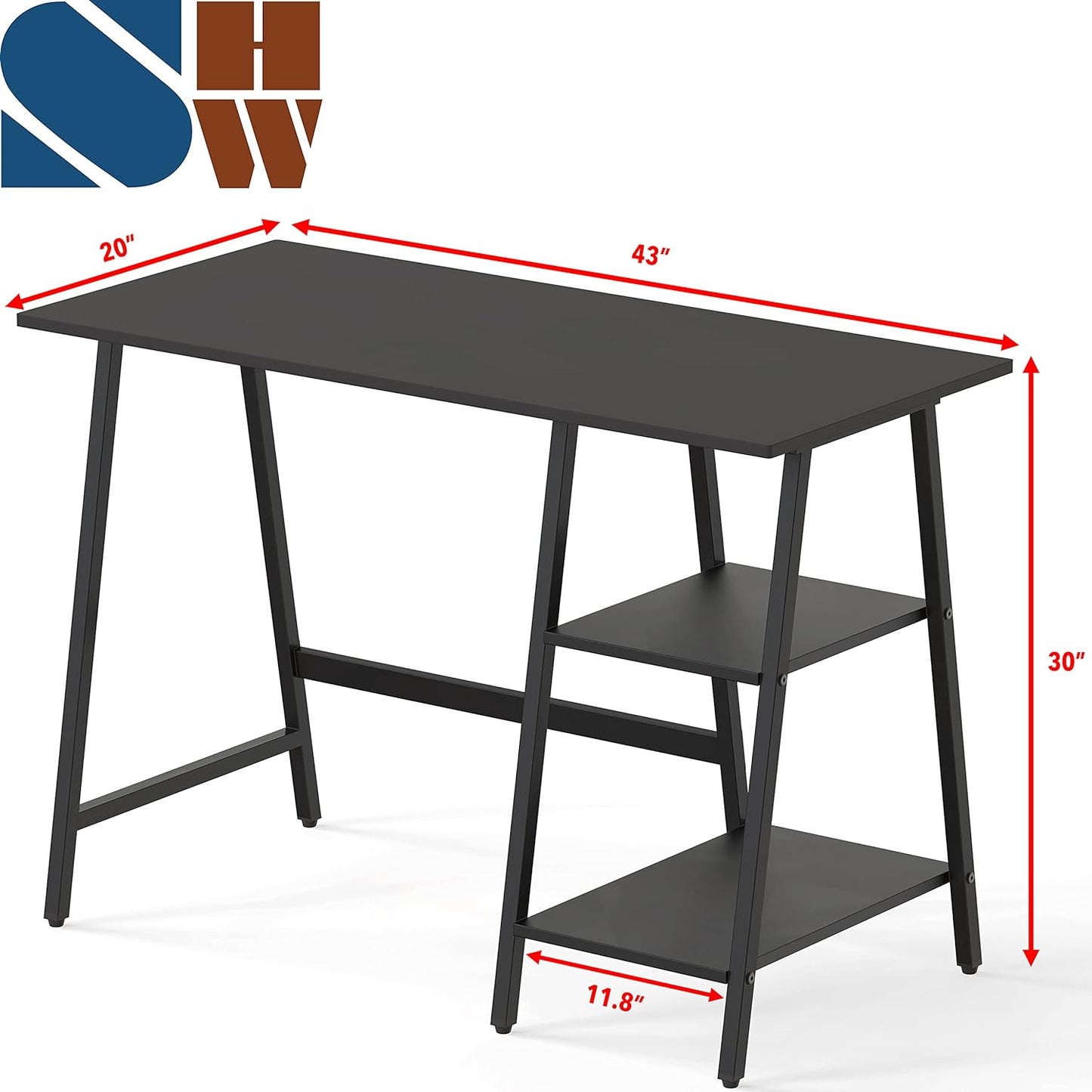 Trestle Room Office Computer Desk, Black