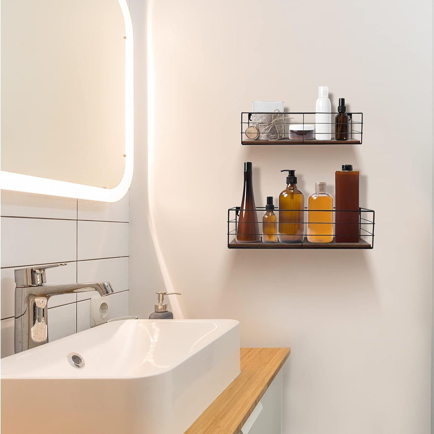 Set of 2 Wall-Mounted Floating Shelves – Stylish Storage for Any Room