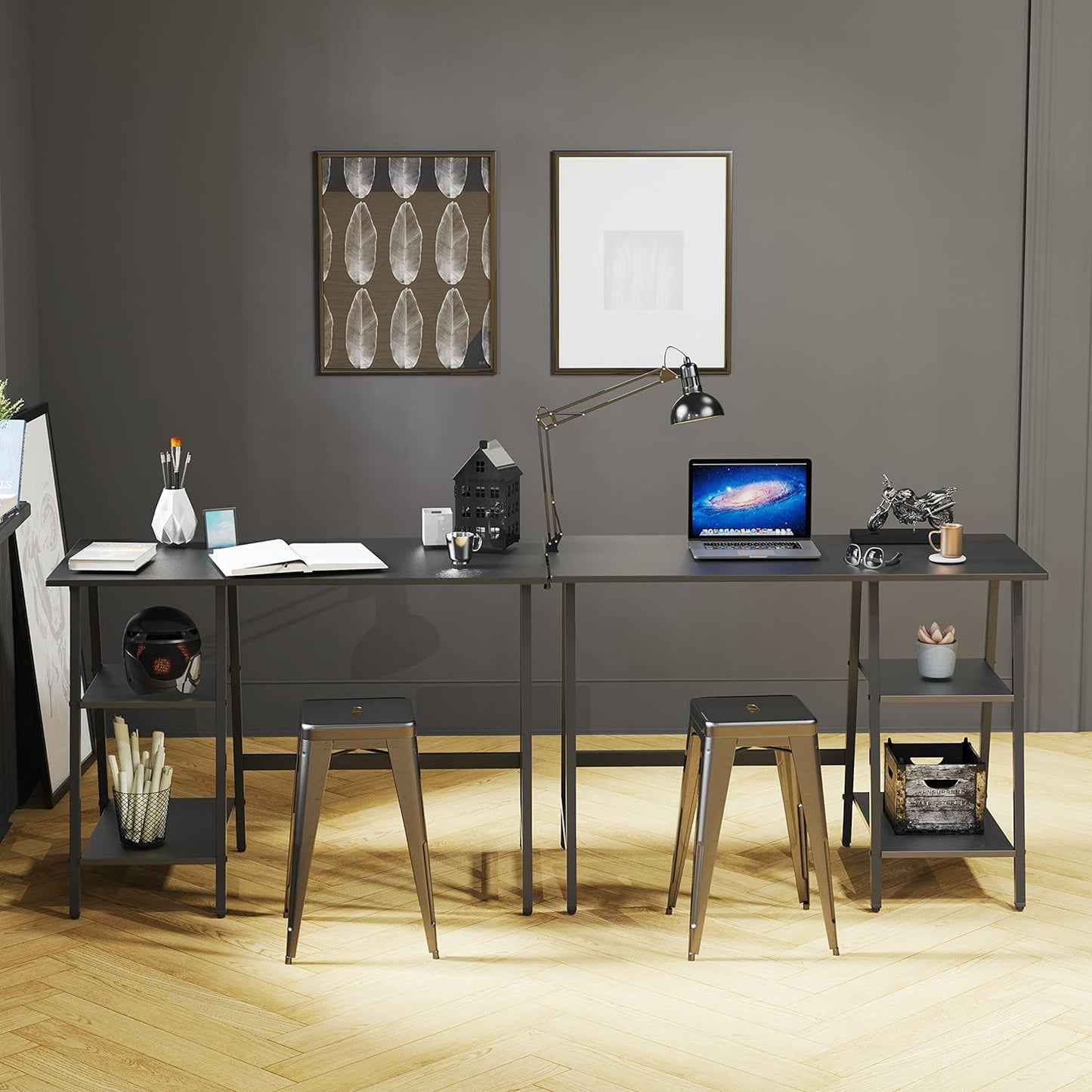 Trestle Room Office Computer Desk, Black