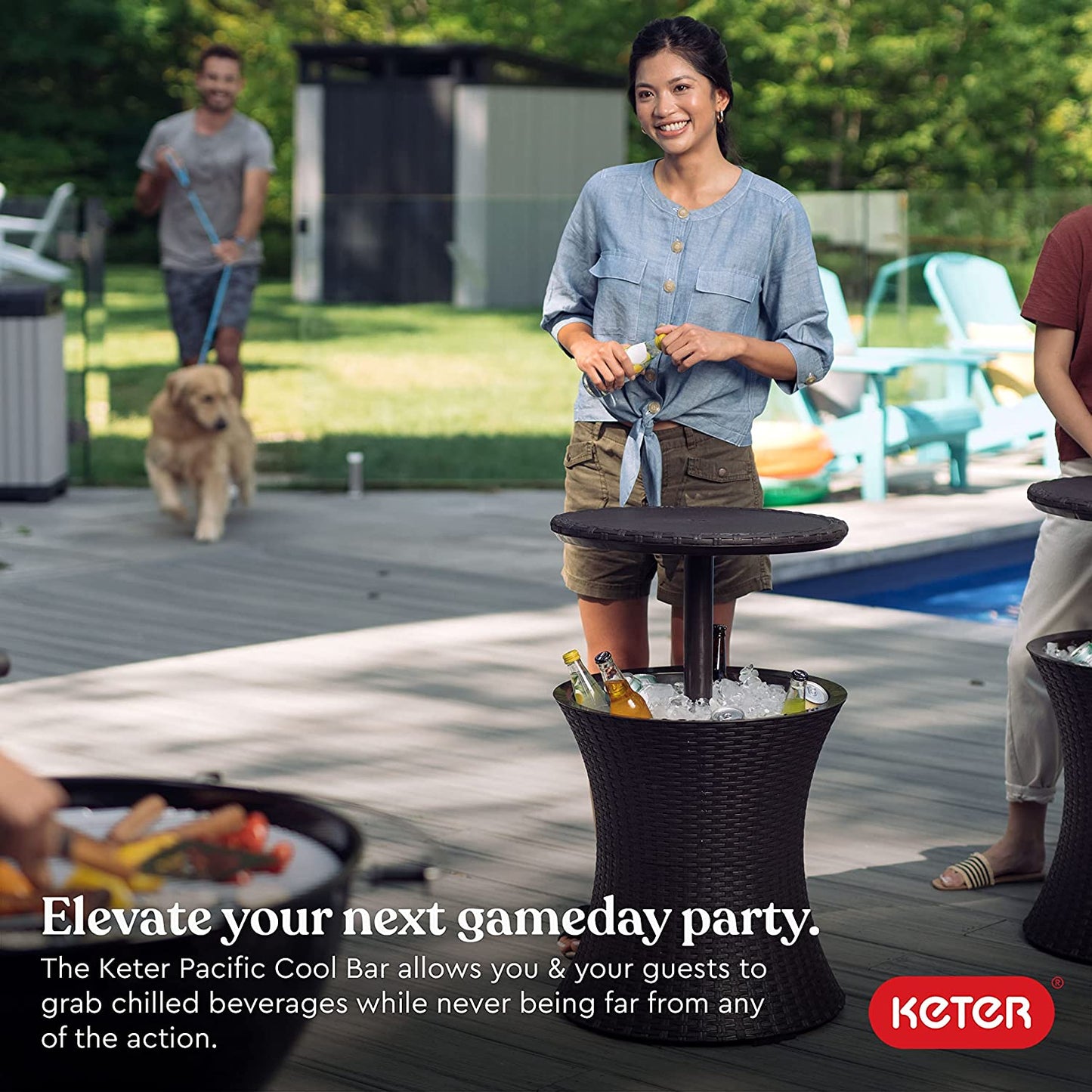 Espresso Brown Pacific Cool Bar Outdoor Patio Furniture and Hot Tub Side Table Espresso Brown
