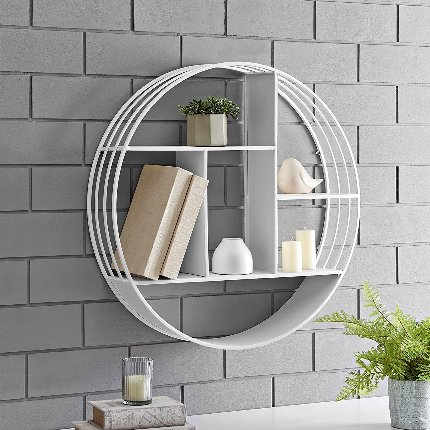 White Brody 3-Tier Round Wall Floating Shelf
