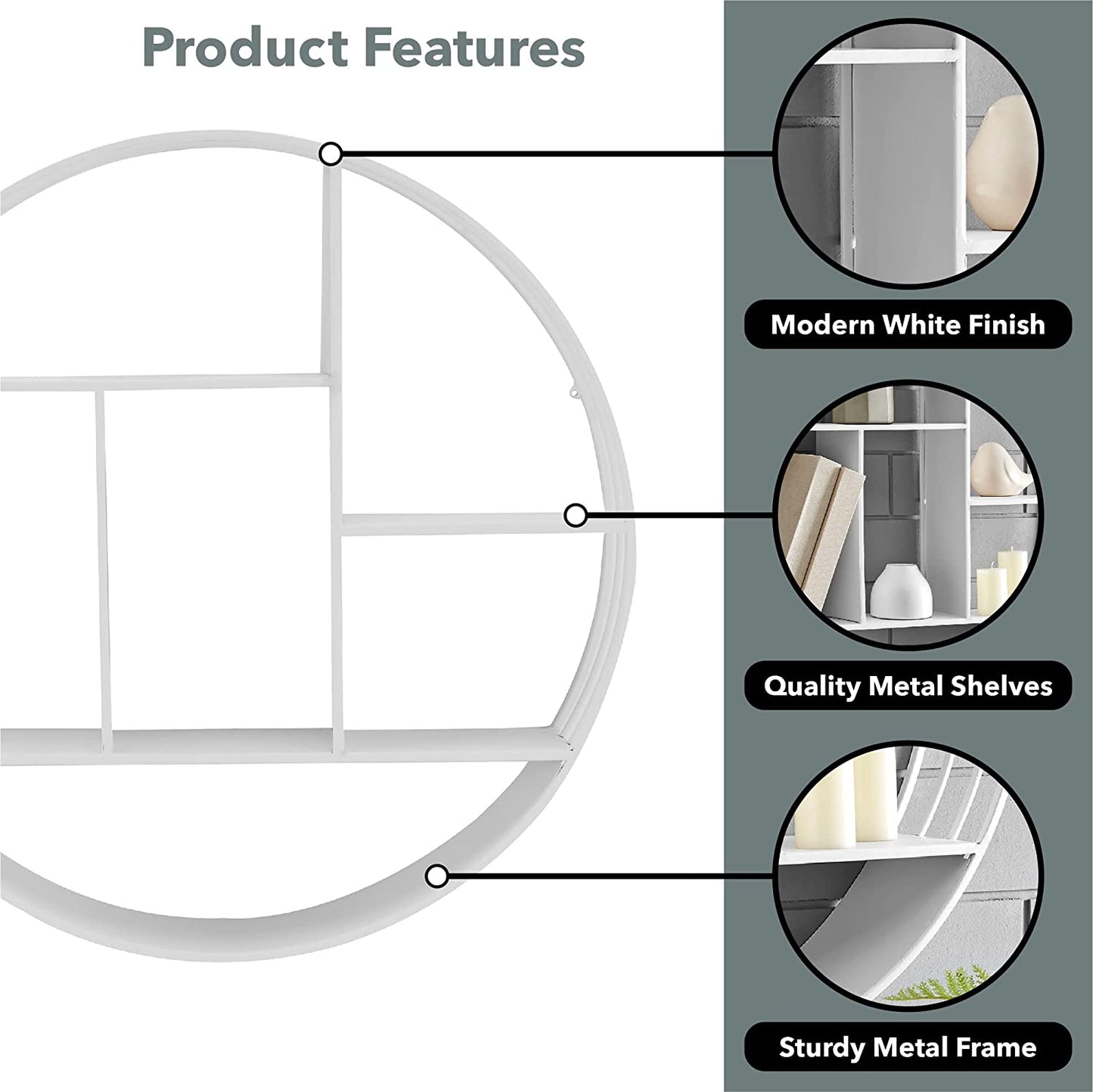 White Brody 3-Tier Round Wall Floating Shelf
