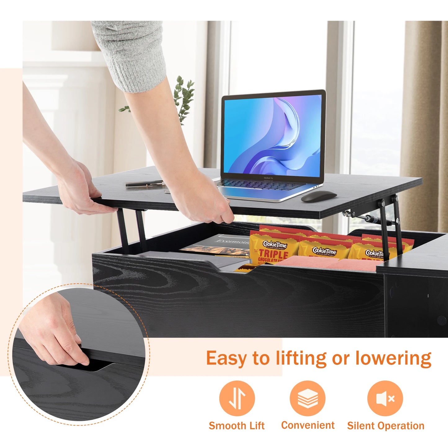 Lift Top Coffee Table with Adjustable Storage