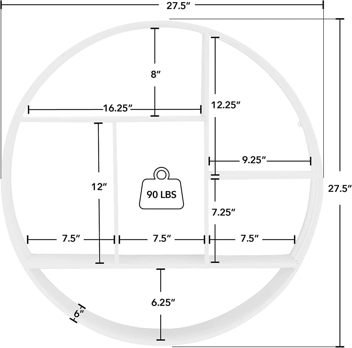 White Brody 3-Tier Round Wall Floating Shelf