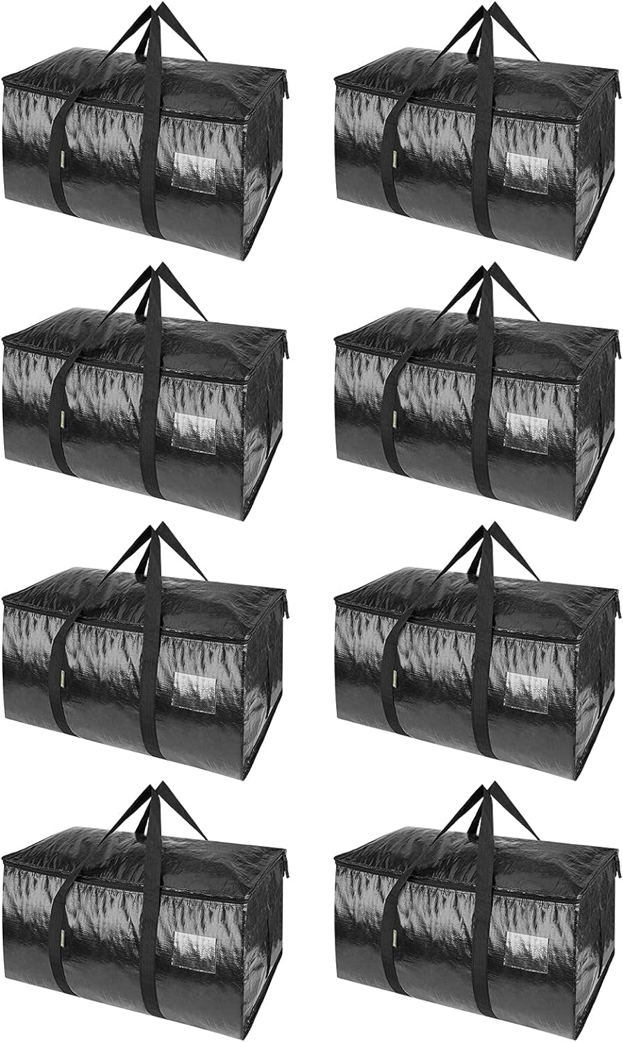 8-Pack Oversized Moving Bags with Reinforced Handles (Black, 8-Pack)