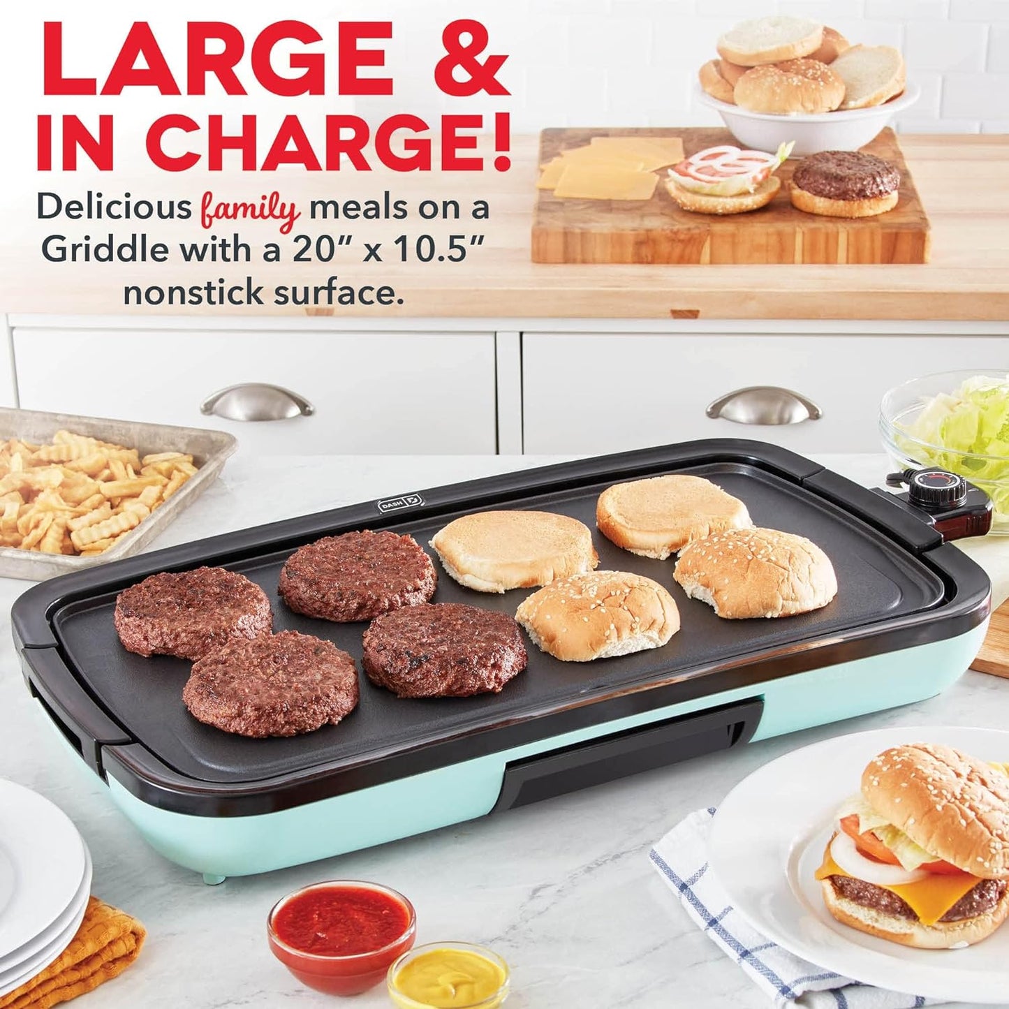 Deluxe Electric Griddle + aqua colored tray