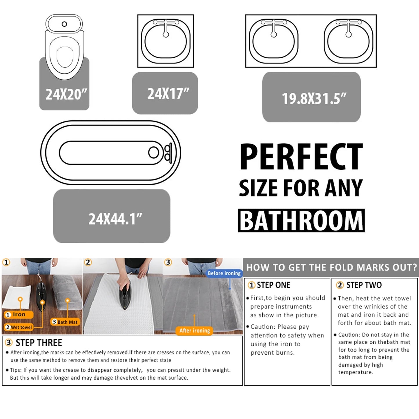 Luxury Dark Gray Memory Foam Bathroom Mat Set - 3 Piece Non-Slip & Ultra Absorbent Collection